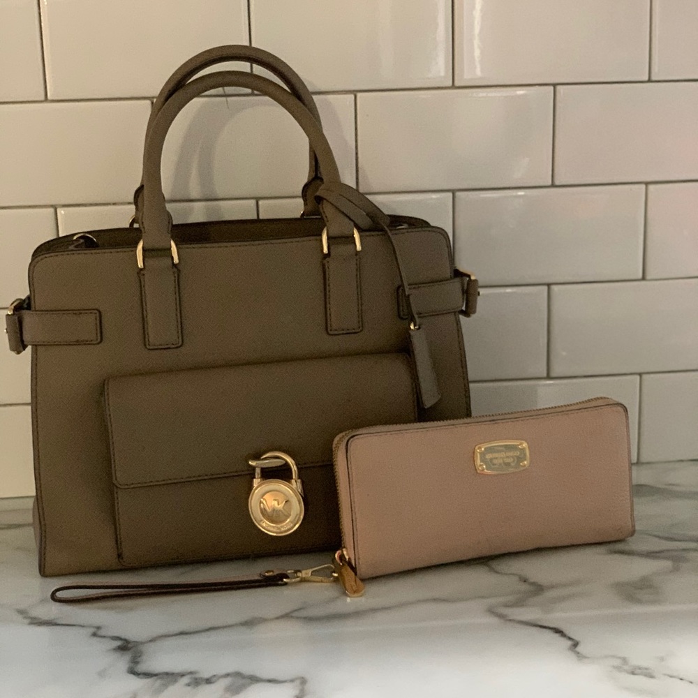 Michael Kors Emma Satchel and blush wallet